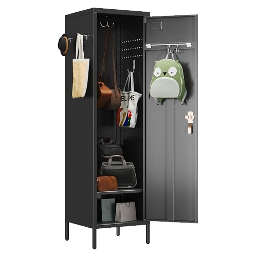 SUPEER 1 Door Metal Storage Lockers with Handle and Hanging Rod